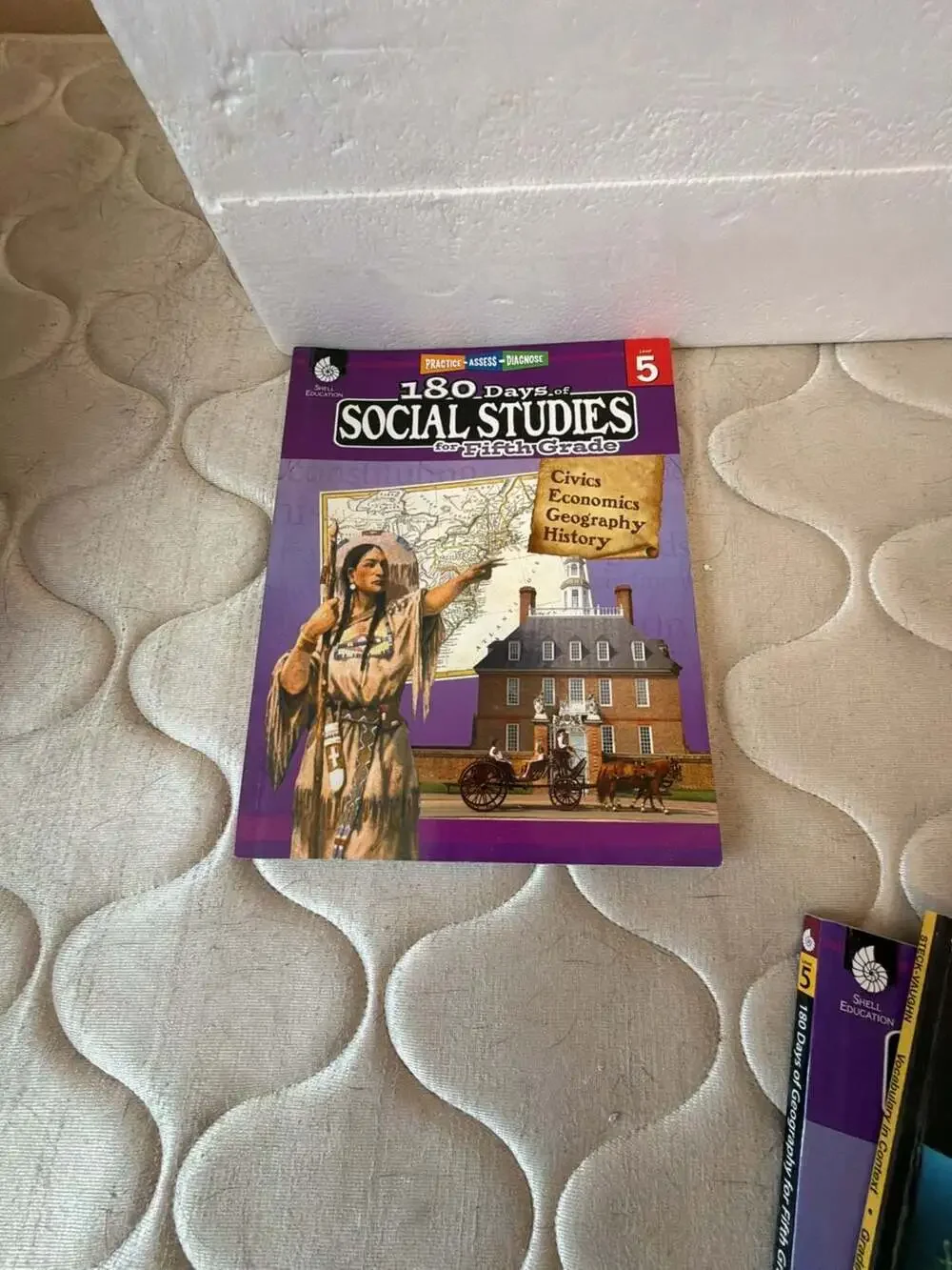 Lot of 3 5th GR Educational Workbooks: Social Studies, Vocabulary, Geography